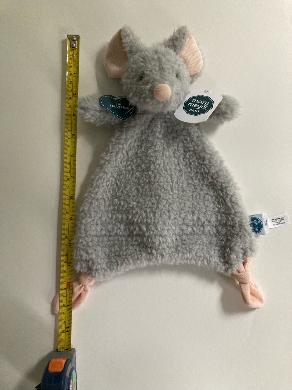 NEW Mary Meyer Baby Again Friends Mouse Lovey 13" Security Blanket Gray Recycled - Picture 3 of 9